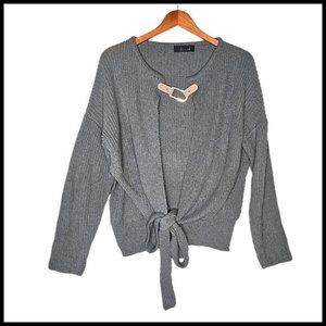 Chickwish Gray Tie Front Gray Cardigan Sweater‎ M Medium